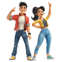 AI generated 3D Rendering of a Cartoon of Happy Couple on Transparent Background - Ai Generated png