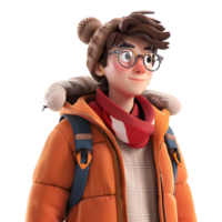 AI generated 3D Rendering of a Cartoon of Boy Standing Alone on Transparent Background - Ai Generated png