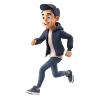 ai gerado 3d Renderização do uma desenho animado do atleta Garoto corrida em transparente fundo - ai gerado png