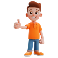 AI generated 3D Rendering of a Cartoon of Boy With Thumbs up on Transparent Background - Ai Generated png