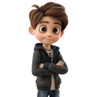 AI generated 3D Rendering of a Cartoon of Boy Standing Alone on Transparent Background - Ai Generated png