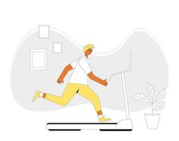 Runner on treadmill at home. Jogger. Young woman wearing in sports clothses doing cardio. vector