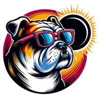 AI generated Dog wear glasses and watch Solar Eclipse cartoon clipart. AI generate png