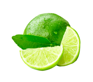 frente ver de Fresco verde limón Fruta con rebanadas o cuarteles y hoja aislado con recorte camino en png archivo formato