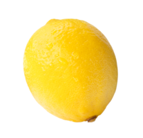 Front view of yellow lemon fruit isolated with clipping path in png file format