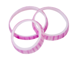 Top view set of red or purple onion slices or onion rings in stack isolated with clipping path in png file format