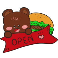 hamburger met Open teken bord illustratie png