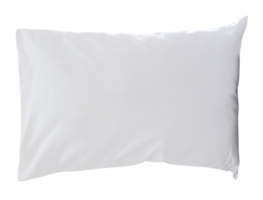 Front view of white pillow with case after guest use in resort or hotel room isolated with clipping path in png file format