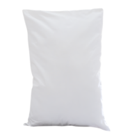 Front view of white pillow with case after guest use in resort or hotel room isolated with clipping path in png file format