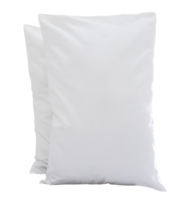 Front view of white pillow with case after guest use in resort or hotel room isolated with clipping path in png file format