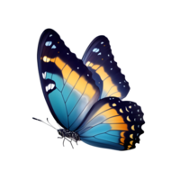 ai genererad mycket skön blå orange fjäril med spridning vinge isolerat på en transparent bakgrund. png