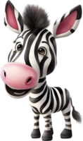ai generato acquerello disegno di un' carino zebra nel cartone animato stile. png