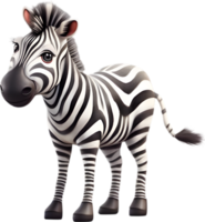 AI generated Watercolor drawing of a cute Zebra in cartoon style. png