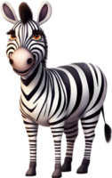 ai genererad vattenfärg teckning av en söt zebra i tecknad serie stil. png