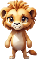 ai genererad vattenfärg teckning av en söt lejon i tecknad serie stil. png