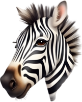ai gerado aguarela desenhando do uma fofa zebra dentro desenho animado estilo. png