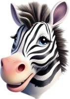 AI generated Watercolor drawing of a cute Zebra in cartoon style. png