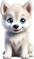 AI generated Watercolor drawing of a cute Siberian husky dog in cartoon style. png