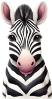 ai gerado aguarela desenhando do uma fofa zebra dentro desenho animado estilo. png