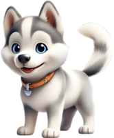 AI generated Watercolor drawing of a cute Siberian husky dog in cartoon style. png