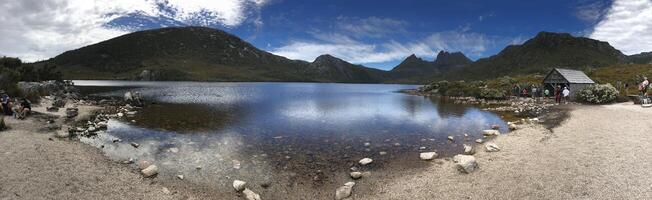 Panoramic photo of Dove Lake Tasmania Australia