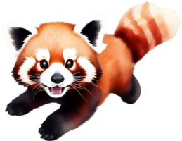 ai gerado aguarela pintura do uma fofa vermelho panda. png