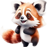 AI generated Watercolor painting of a cute Red Panda. png