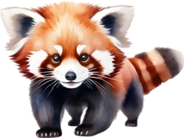 AI generated Watercolor painting of a cute Red Panda. png