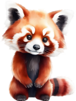 ai gegenereerd waterverf schilderij van een schattig rood panda. png