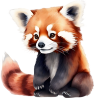 ai généré aquarelle La peinture de une mignonne rouge Panda. png