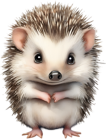 AI generated Watercolor painting of a cute Hedgehog. png