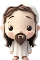 ai généré fermer de mignonne dessin animé Jésus Christ icône. png