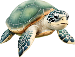 ai gegenereerd detailopname van een schattig tekenfilm zee schildpad icoon. png