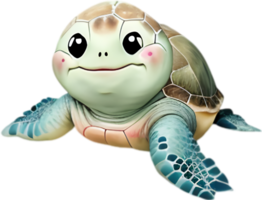 ai gegenereerd detailopname van een schattig tekenfilm zee schildpad icoon. png