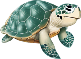 ai generato avvicinamento di un' carino cartone animato mare tartaruga icona. png