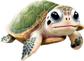 ai generado de cerca de un linda dibujos animados mar Tortuga icono. png