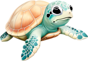 AI generated Close-up of a cute cartoon Sea Turtle Icon. png