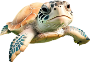 ai gegenereerd detailopname van een schattig tekenfilm zee schildpad icoon. png