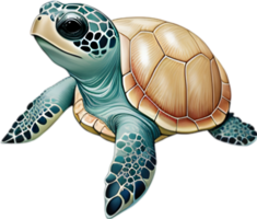 AI generated Close-up of a cute cartoon Sea Turtle Icon. png