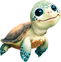 ai gegenereerd detailopname van een schattig tekenfilm zee schildpad icoon. png