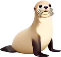 AI generated Close-up of a cute cartoon Sea Lions Icon. png