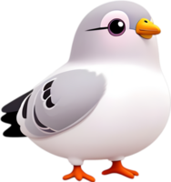 AI generated Close-up of a cute cartoon pigeon Icon. png