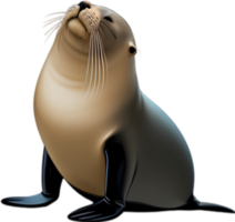 AI generated Close-up of a cute cartoon Sea Lions Icon. png