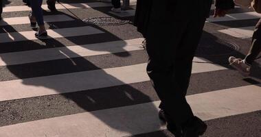 A slow motion of walking people leg on the city street video