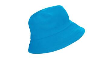 Blue bucket hat isolated on white background photo