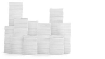 stack of papers isolated on a white background photo