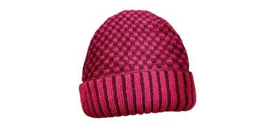 Red and black pattern knit hat Isolated on a white background photo