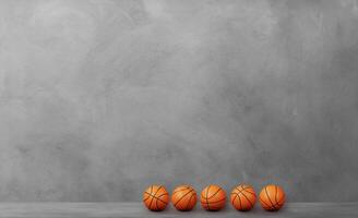 Basketball with shadows on the cement floor photo