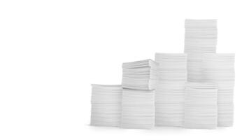 stack of papers isolated on a white background photo