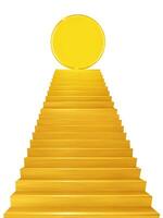 oro monedas en dorado escalera foto